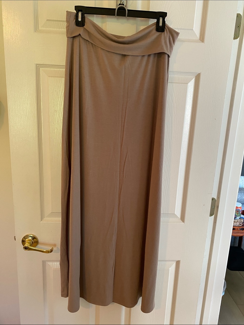 Zenana Outfitters Taupe Maxi Skirt with Foldover Waist
